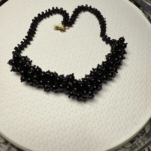 Elegant Black Beaded Necklace All glass